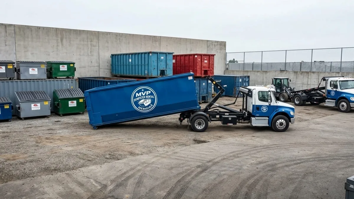Serving Meridian and the Meridian area MVP Dumpster Rental Meridian roll-off truck serving Meridian and the Meridian area